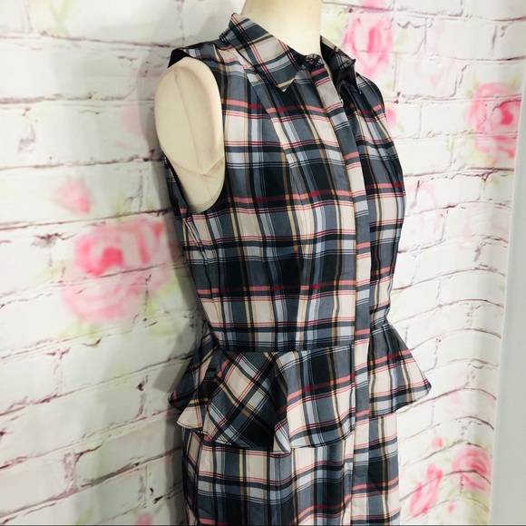 Ali & Jay Sleeveless Plaid Button Down Dress With Peplum Detail, Size M - Picture 4 of 12